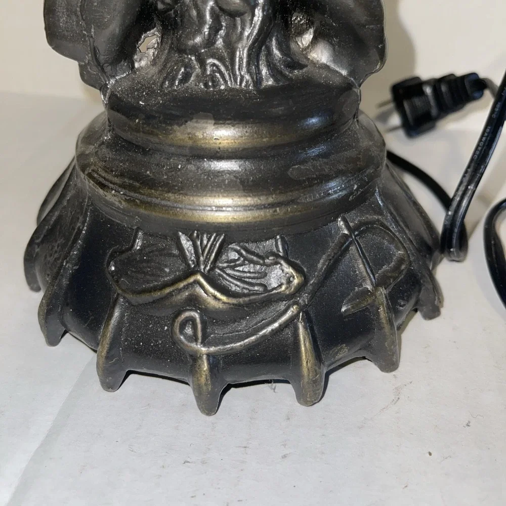 Table Lamp Cherubs Metal And Glass vintage